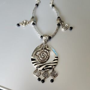Zebra Print Tribal Pattern Necklace Previously Loved